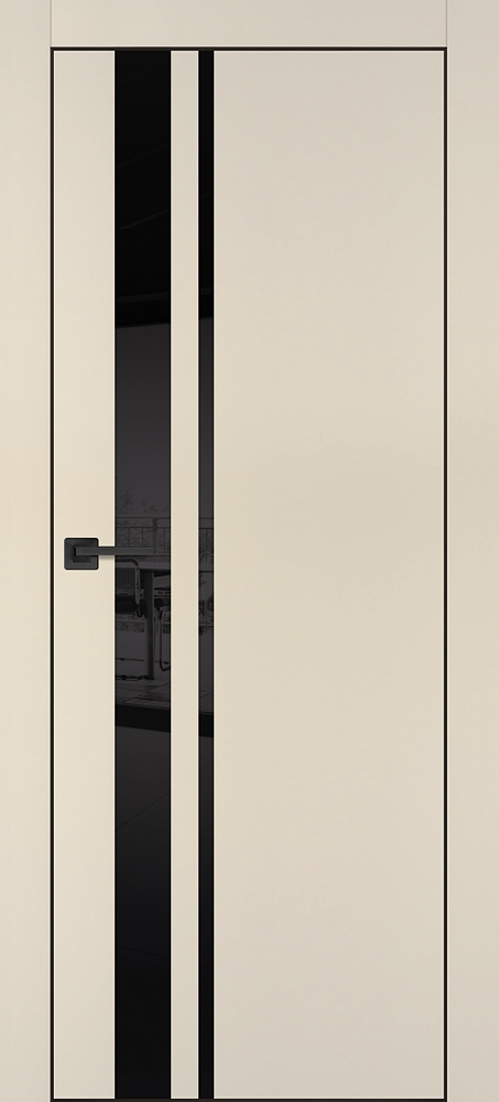 Фото Межкомнатная дверь PX-16 черная кромка с 4-х ст. Бежевый матовый